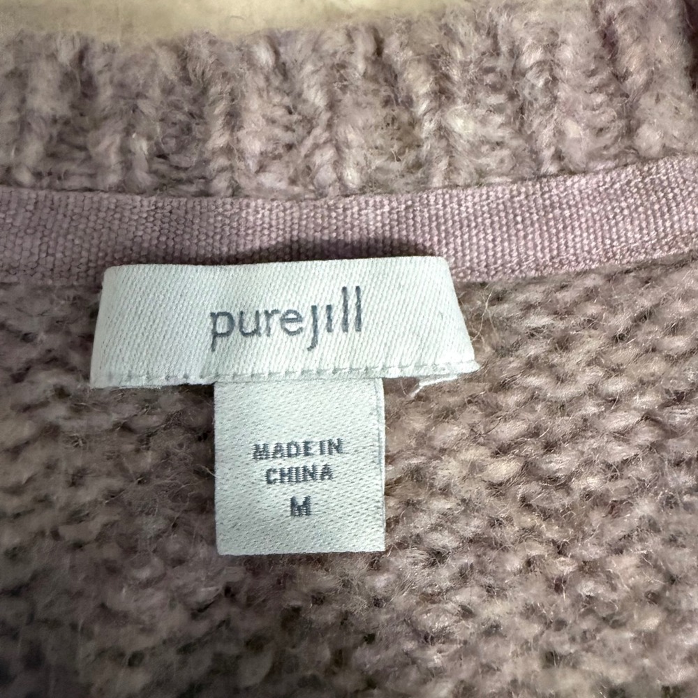 Pure Jill Womens Mauve Speckled Knit Raglan Sweater Textured Detail Size Medium - Picture 7 of 11